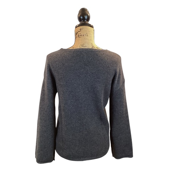 Nordstrom’s Cashmere Crew Neck Sweater Bell Sleeves Gray - Picture 3 of 8